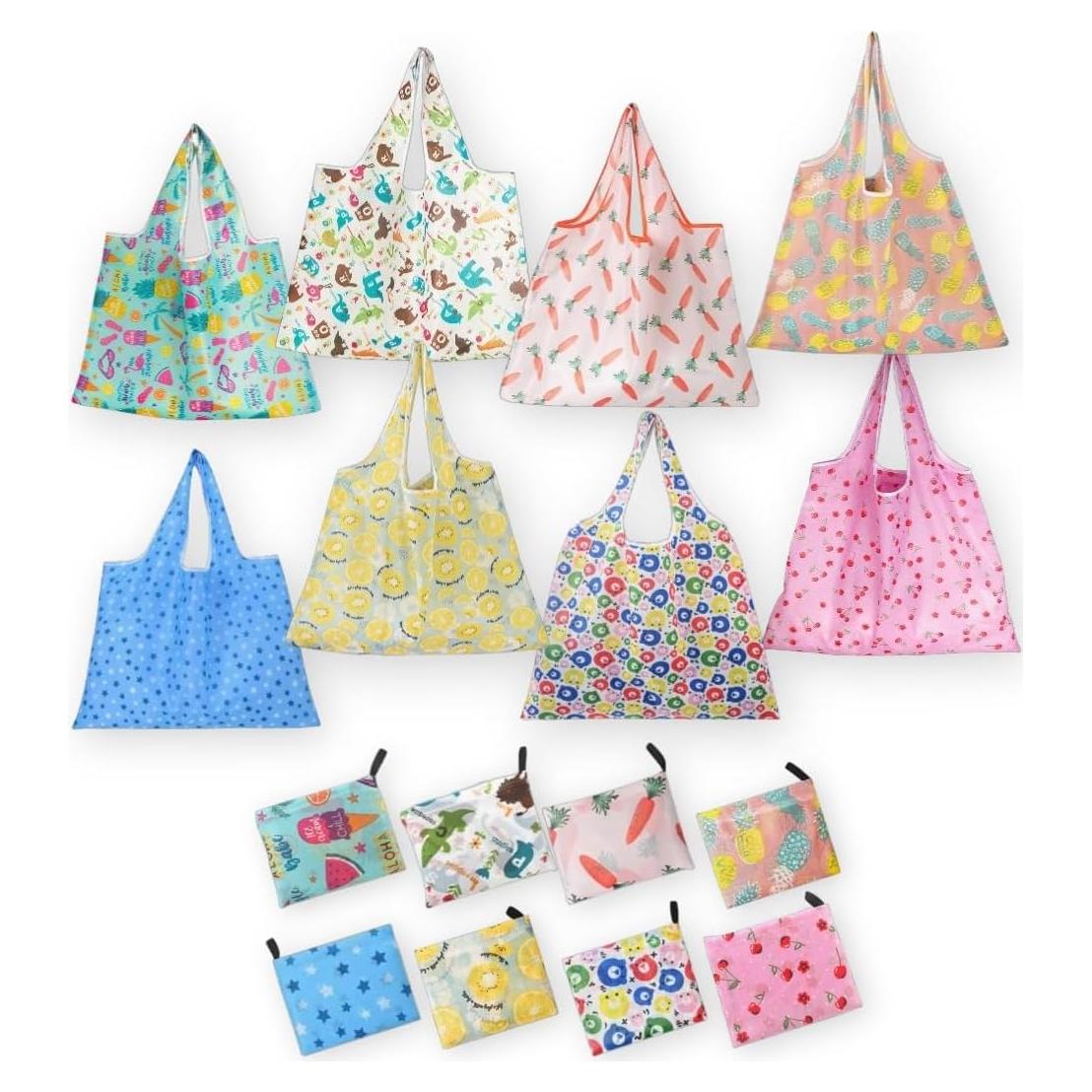 Paquete de 8 bolsas de compras plegables SZYL - 64.3x42 cm
