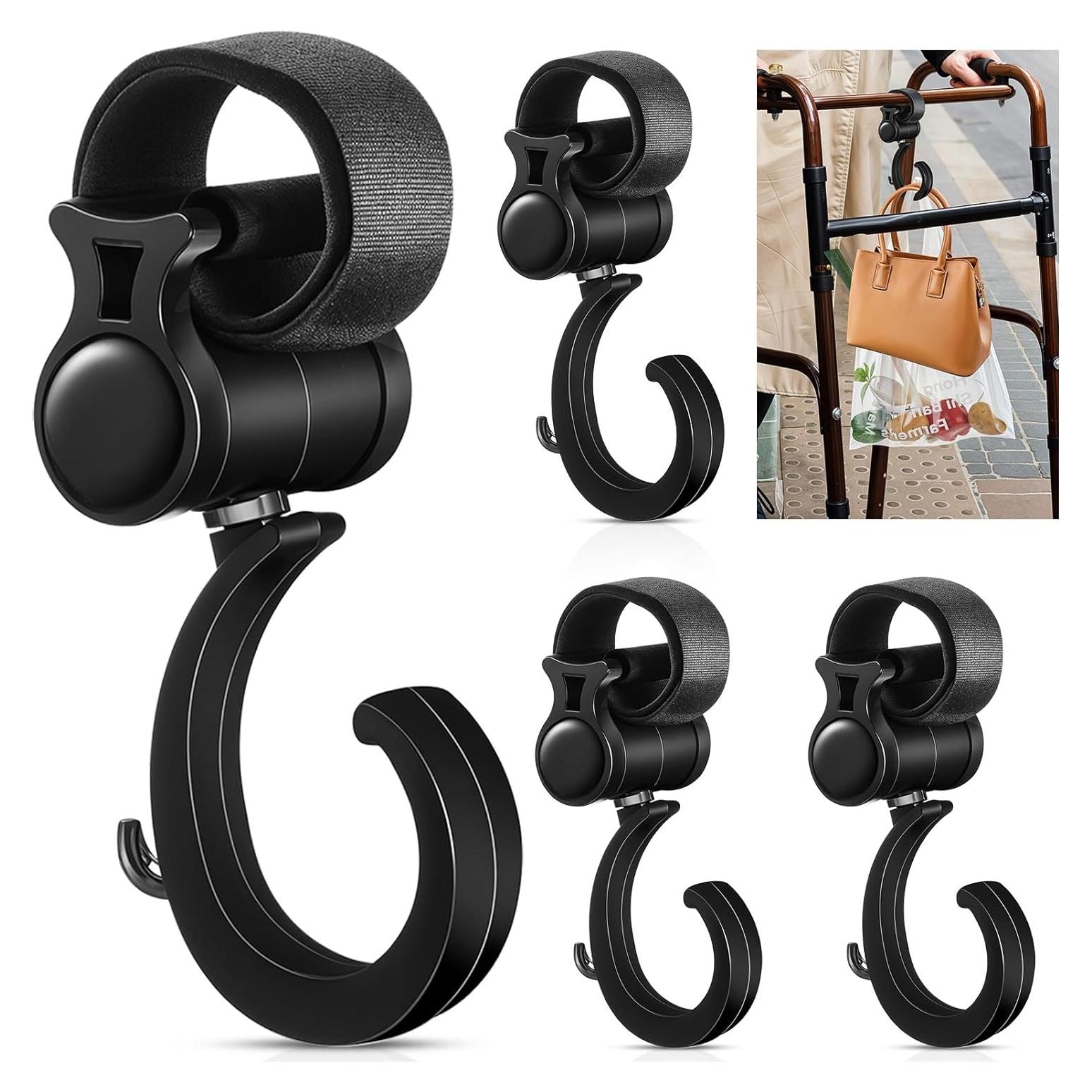 4 Ganchos Colgantes Multifuncionales para Andador - Negro