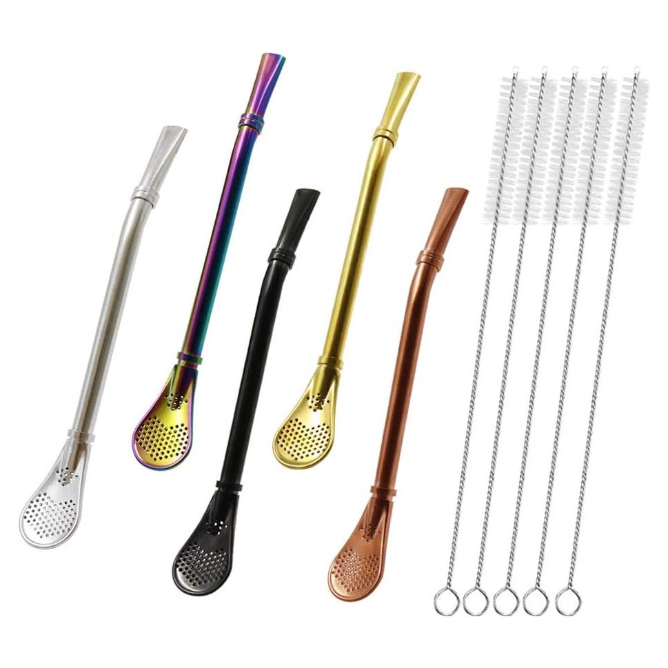 Cuchara Filtro de Acero Inoxidable 5 Colores con Cepillo