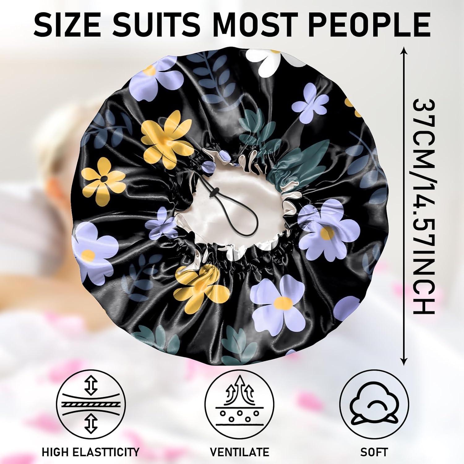 Gorro de Ducha Impermeable Zewurtuw Doble Capa Ajustable Satén