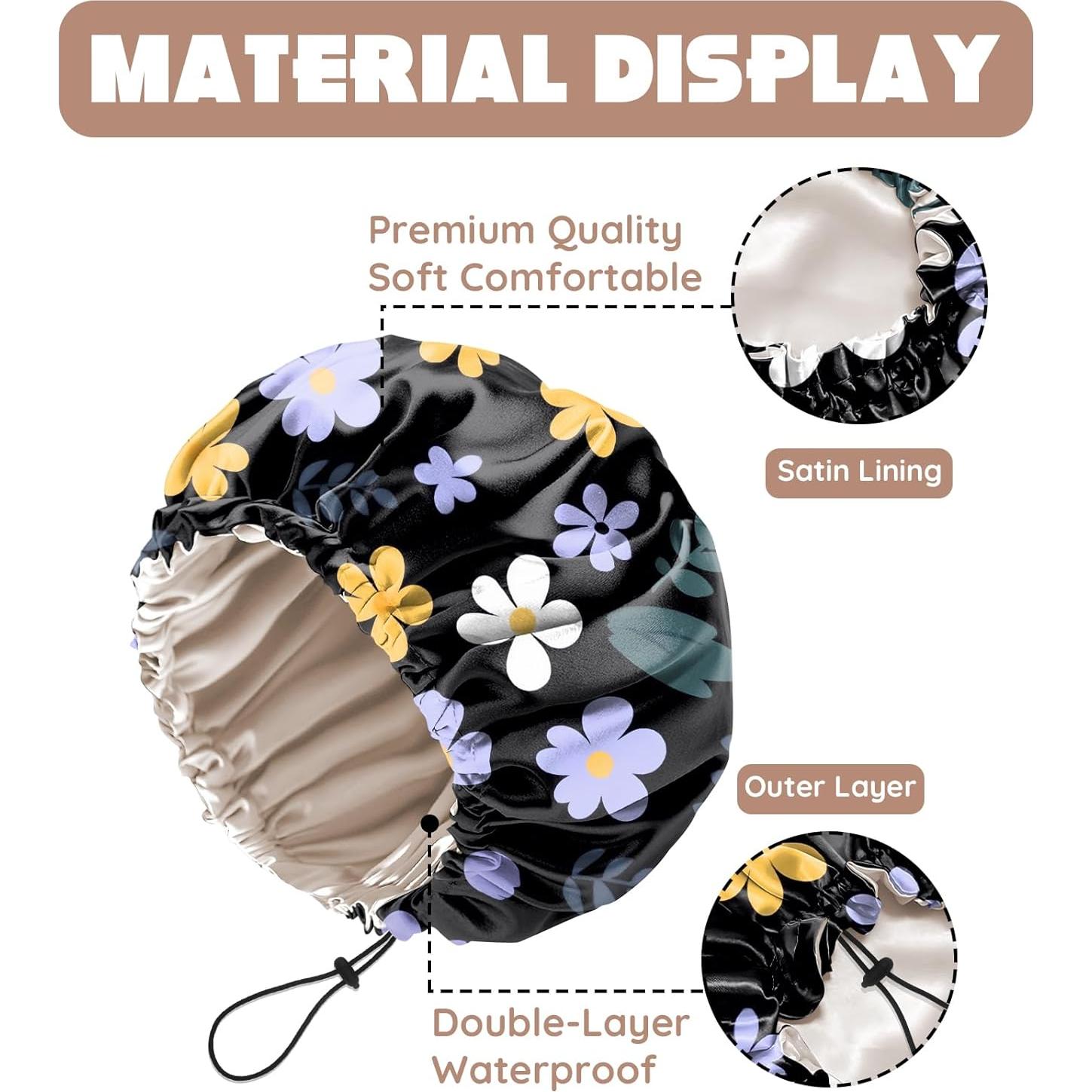 Gorro de Ducha Impermeable Zewurtuw Doble Capa Ajustable Satén