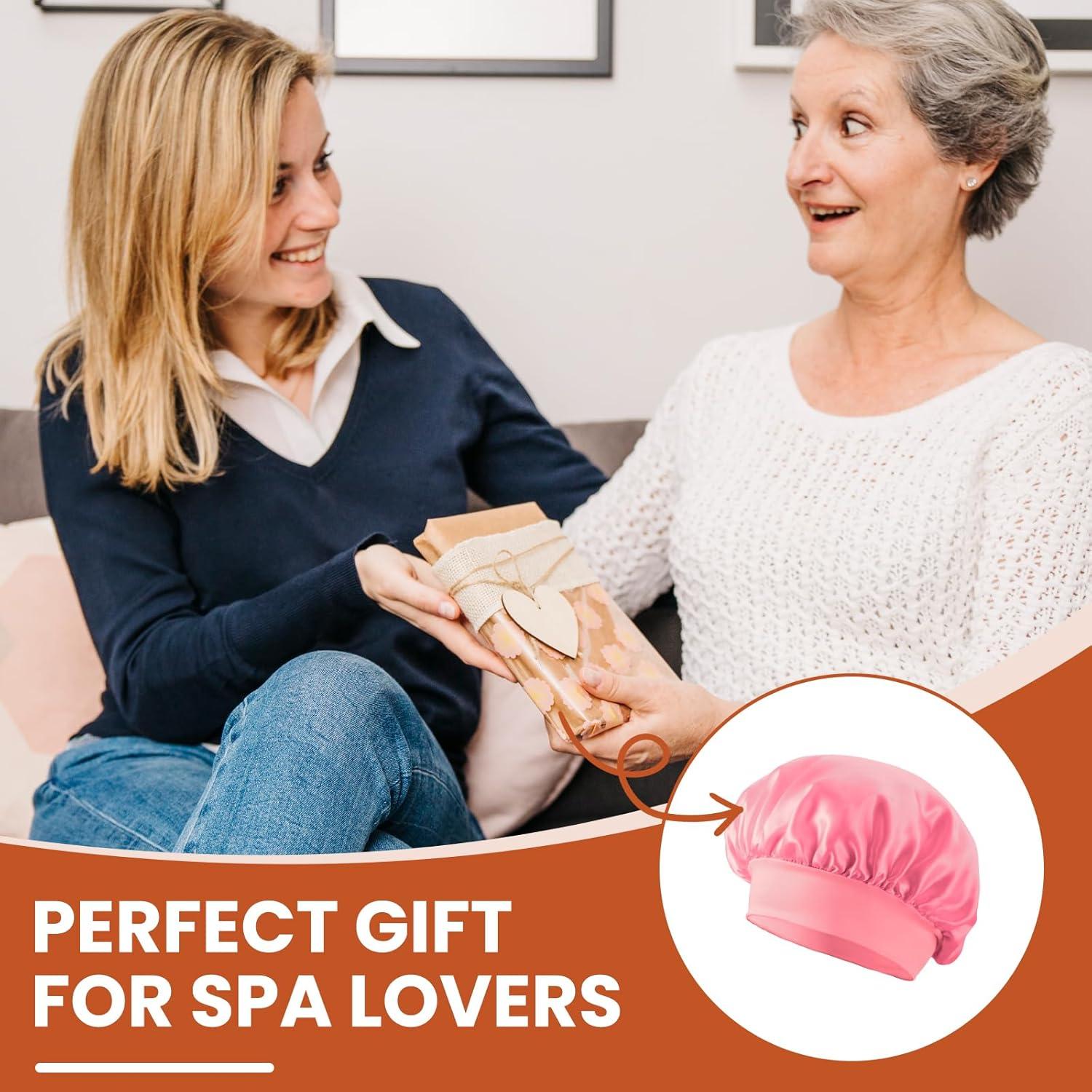 Bonete de Seda Ajustable Zixsavk para Dormir y Ducha - Rosa