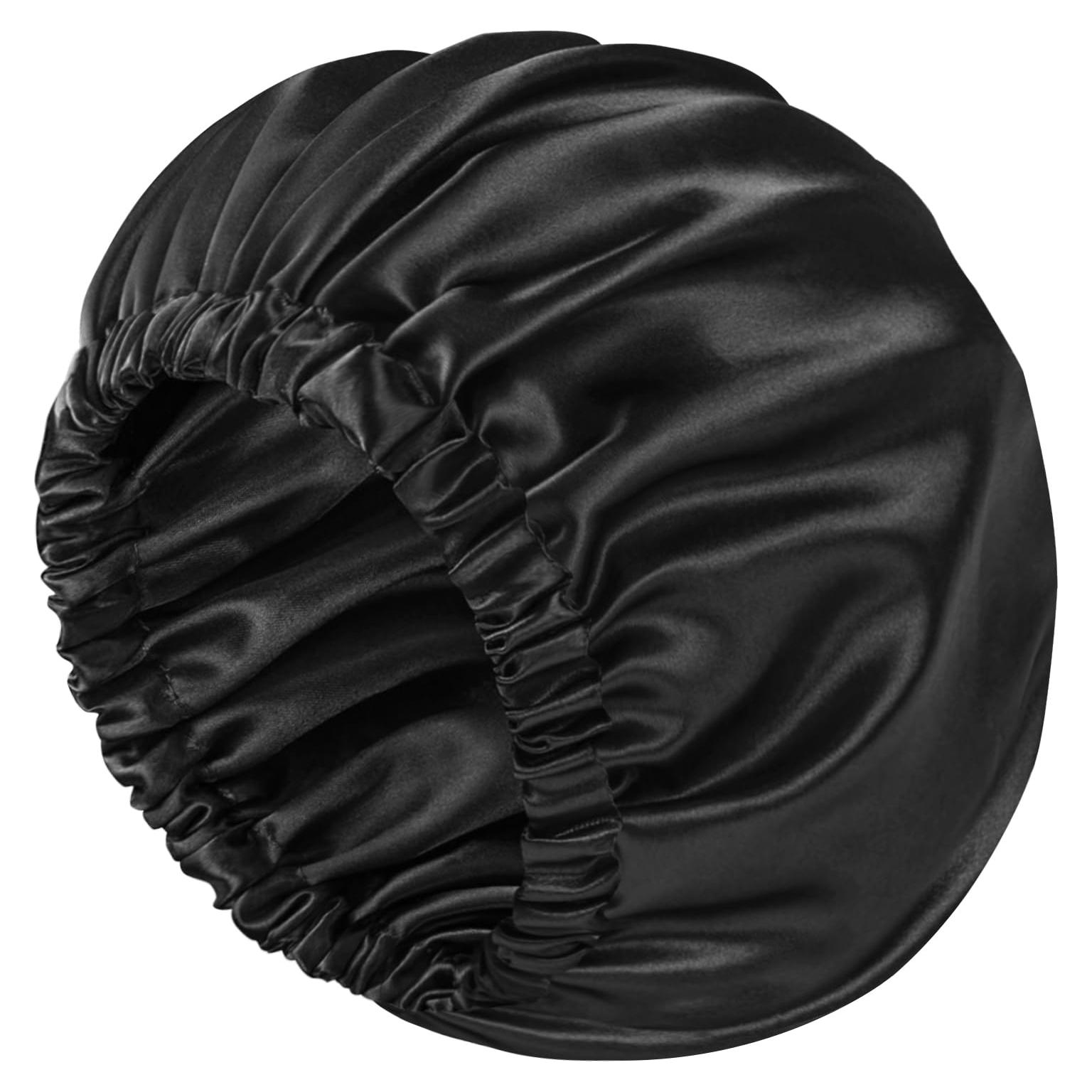 Bonete de Seda para Dormir Doitory - Doble Capa Negro Mediano