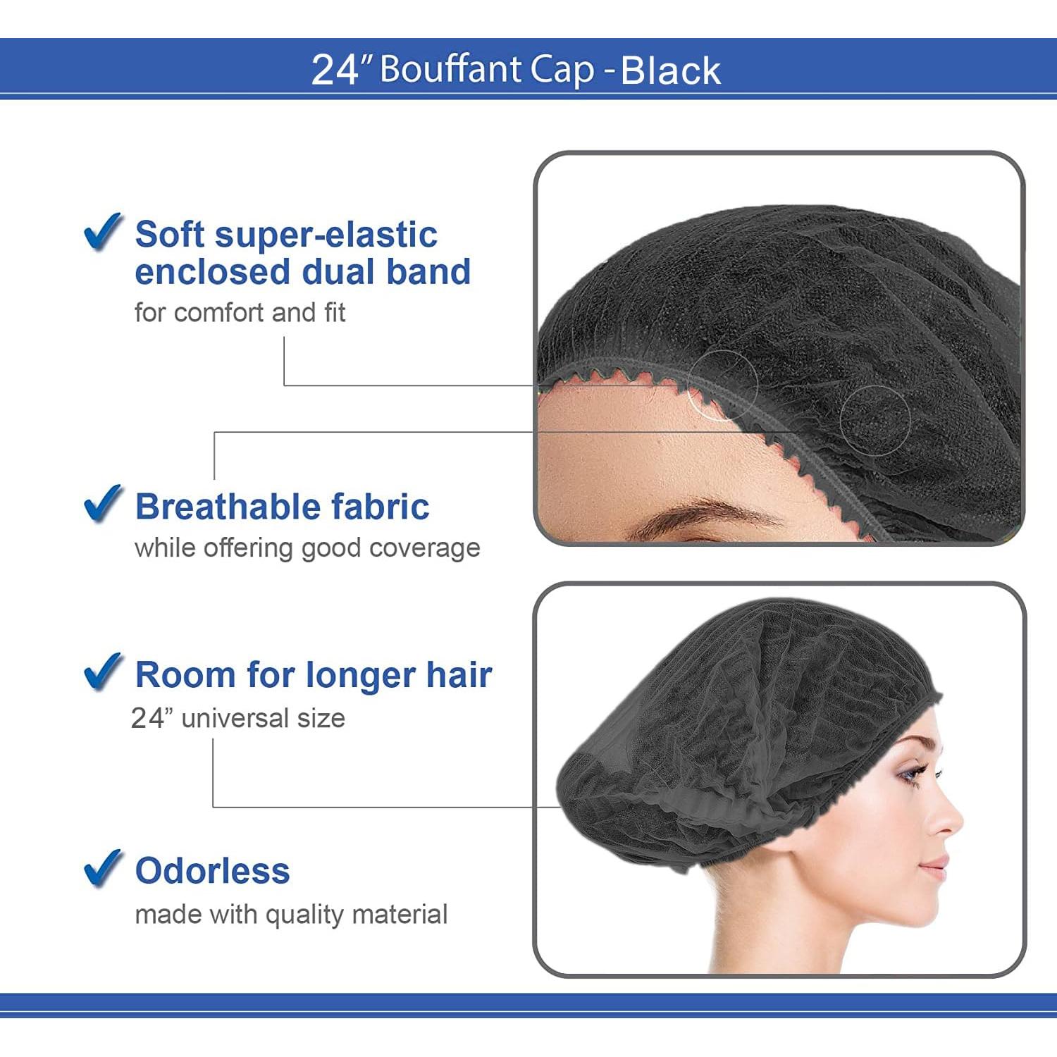 Gorros Bouffant Desechables YWGC 61cm 100pcs Negro