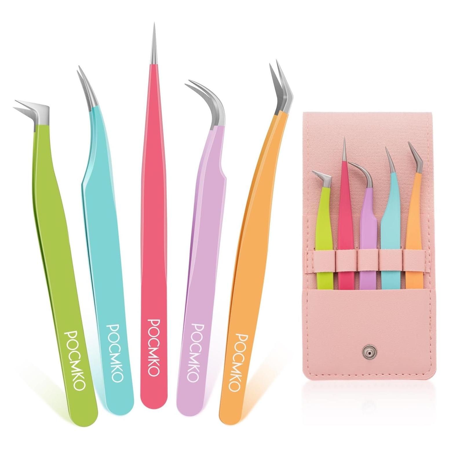 Kit de Pinzas para Extensiones de Pestañas POCMKO - 5 Piezas