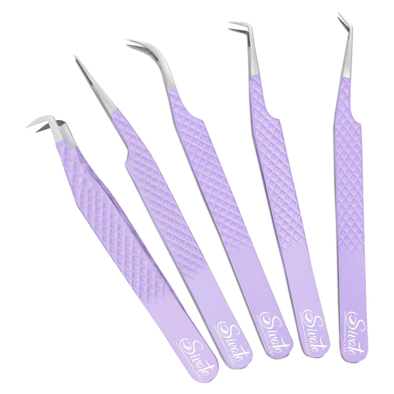 Pinzas para Pestañas SIVOTE - Paquete de 5, Acero Inoxidable