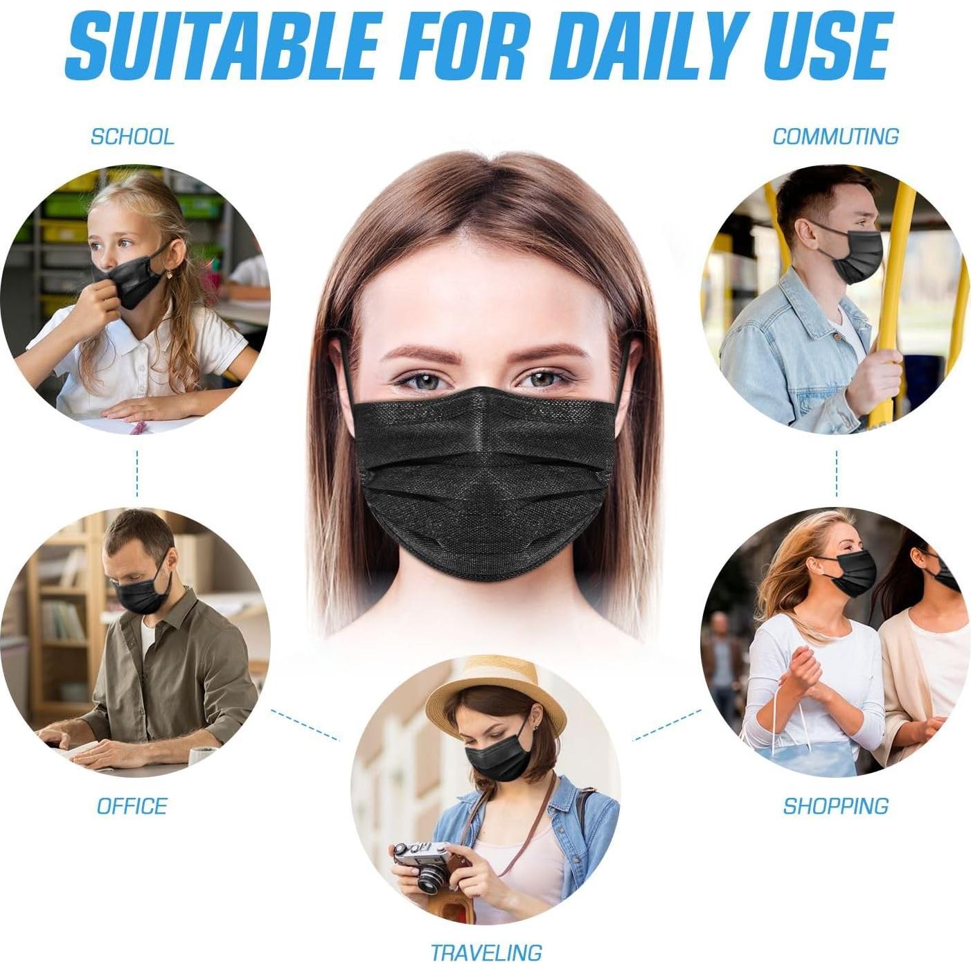 Mascarillas Desechables Negras 3 Capas PM PERFORMOTOR 50 Unidades