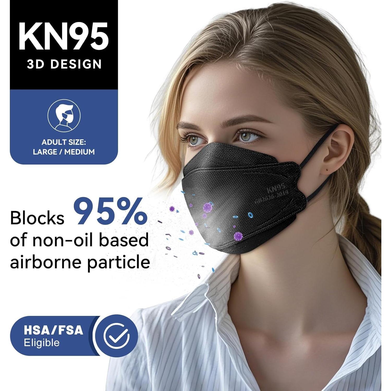 Mascarilla KN95 Desechable 100 Unidades 5 Capas Ajustable