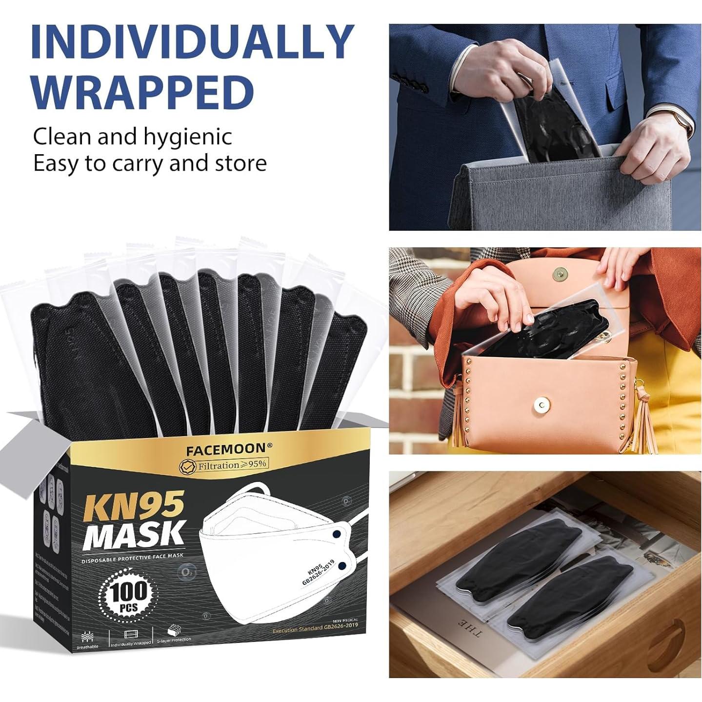 Mascarilla KN95 Desechable 100 Unidades 5 Capas Ajustable