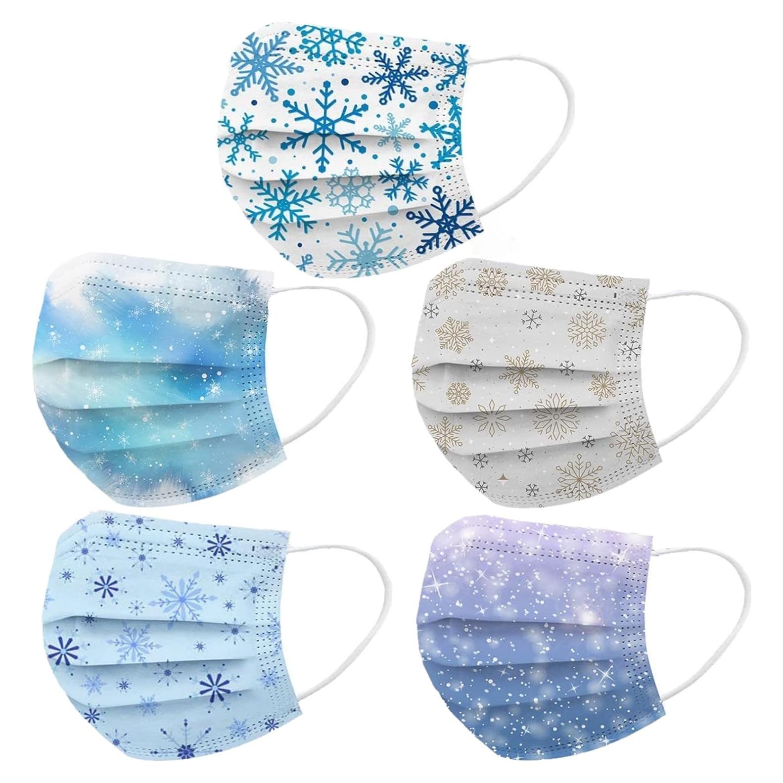 Cubierta Facial Desechable 3 Capas Copo de Nieve 50 Piezas