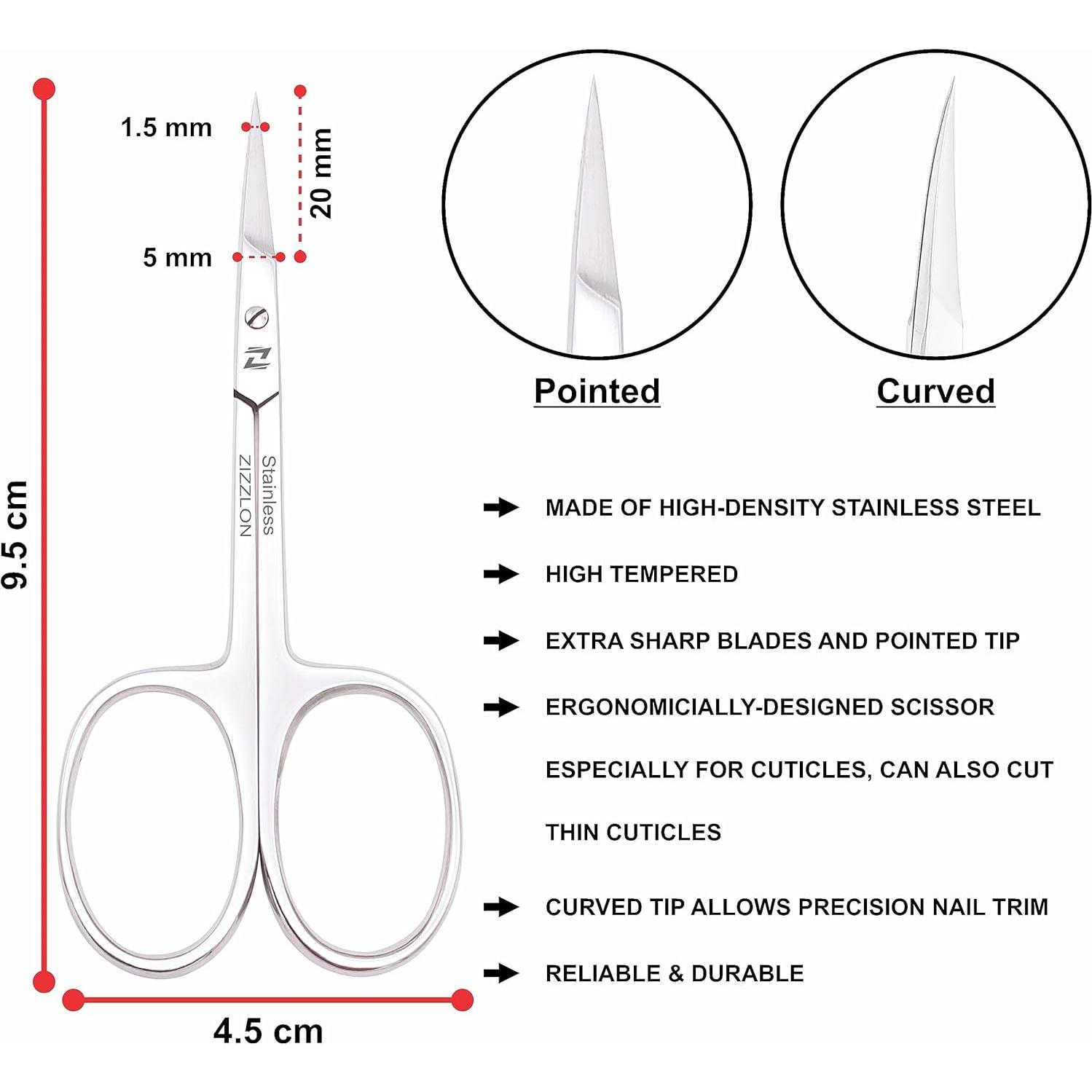 Tijeras de Cutícula Curvadas ZIZZLON de Acero Inoxidable