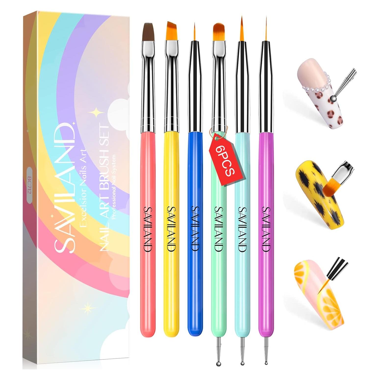 Juego de Pinceles para Arte de Uñas SAVILAND 6 Piezas