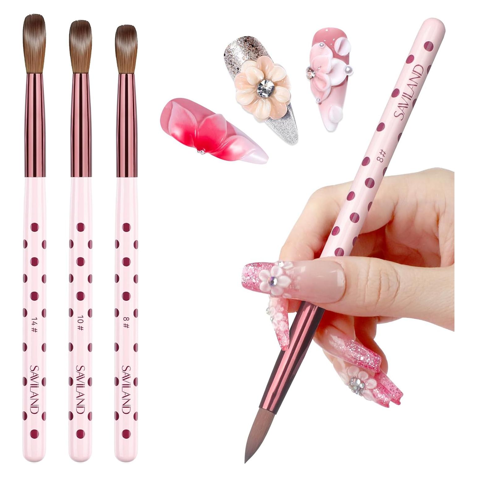 Juego de Pinceles Acrílicos SAVILAND 3PCS Tamaños 8/10/14