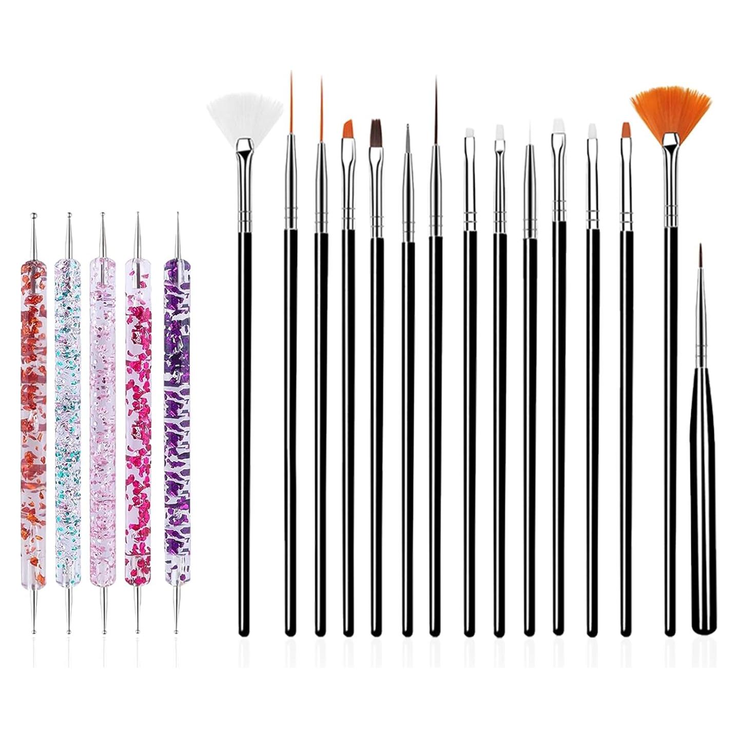 Juego de Herramientas para Uñas FULINJOY 20PCS - Pinceles y Bolígrafos