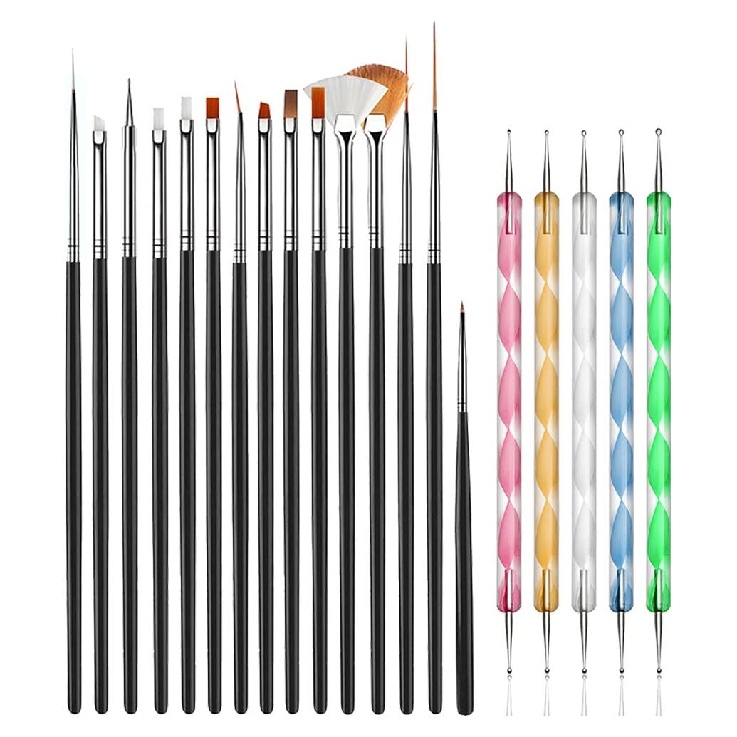 Juego de 20 Herramientas para Uñas JOYJULY - 15 Pinceles y 5 Bolígrafos