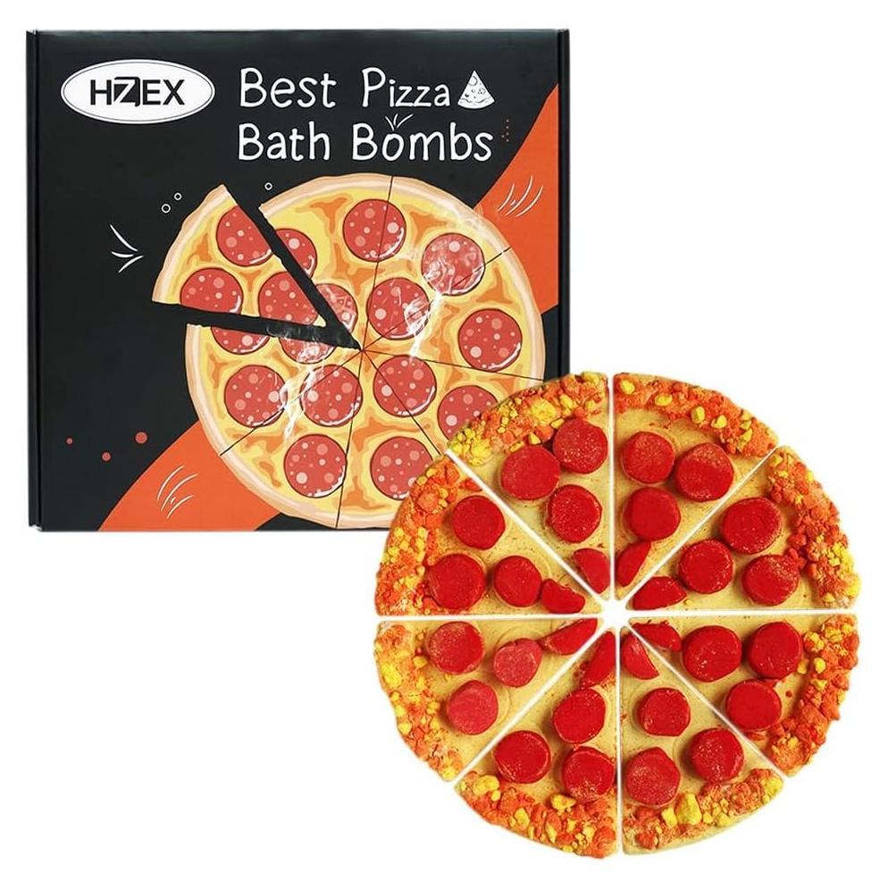 Set de Bombas de Baño de Pizza HZEX - 8 Rebanadas Naturales