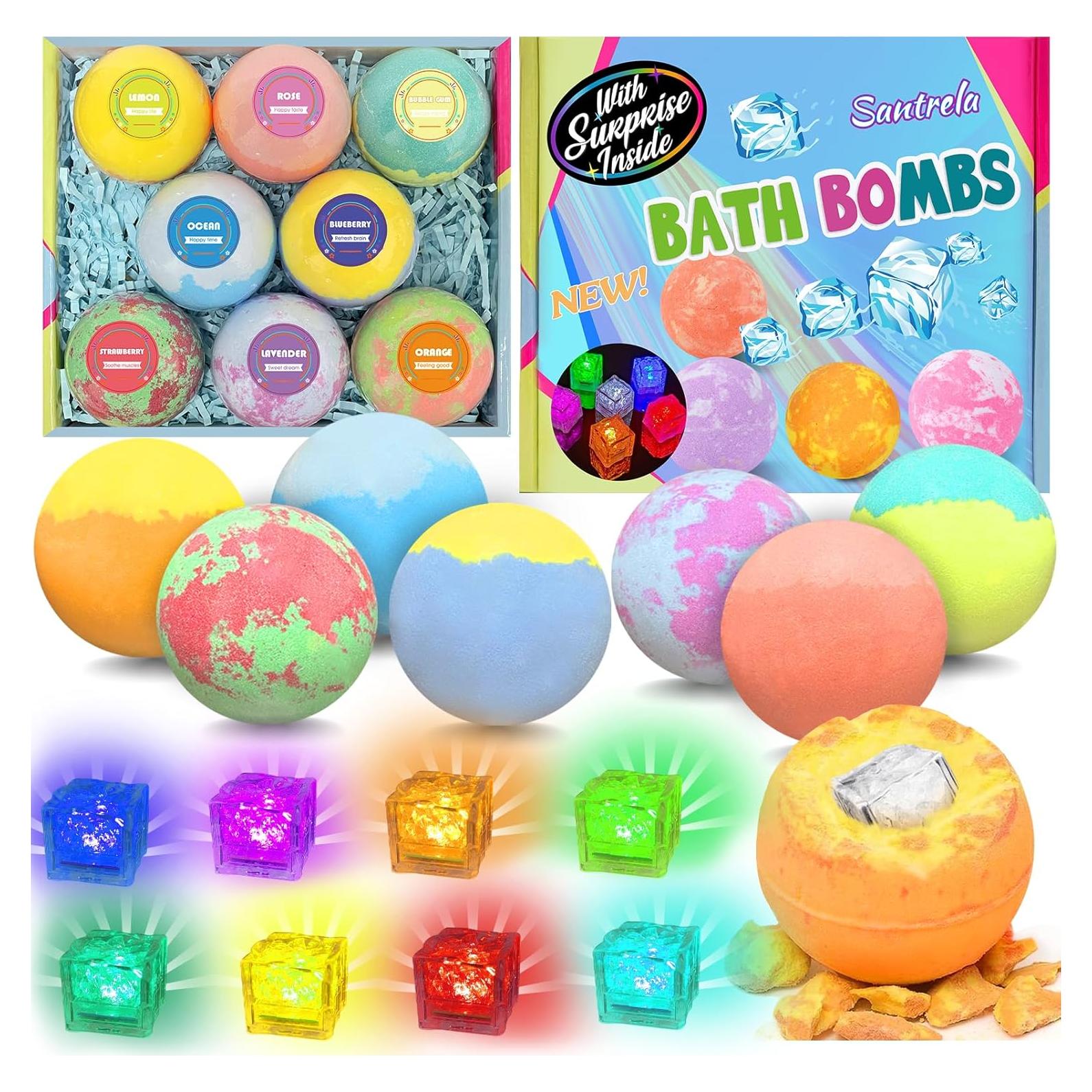 Set de 8 Bombas de Baño Iluminadas Santrela con Juguetes Sorpresa