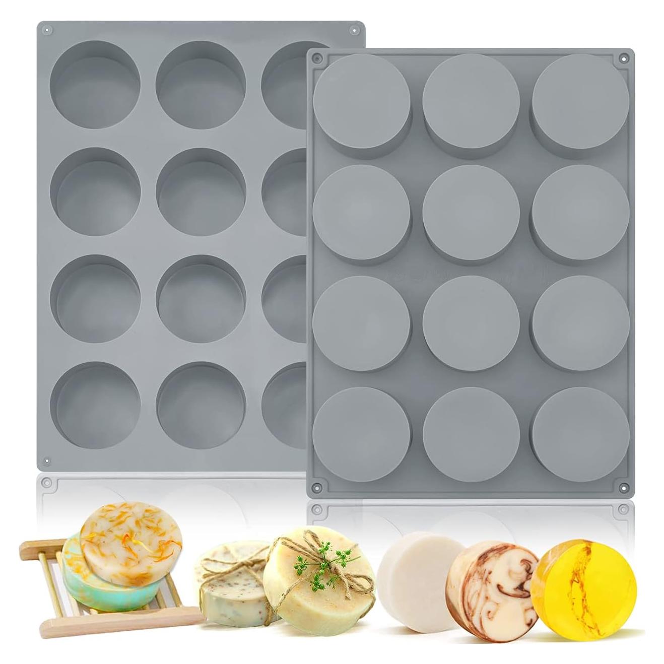 Moukiween Moldes de Silicona Redondos para Jabón 5.3 cm - 2 Pcs