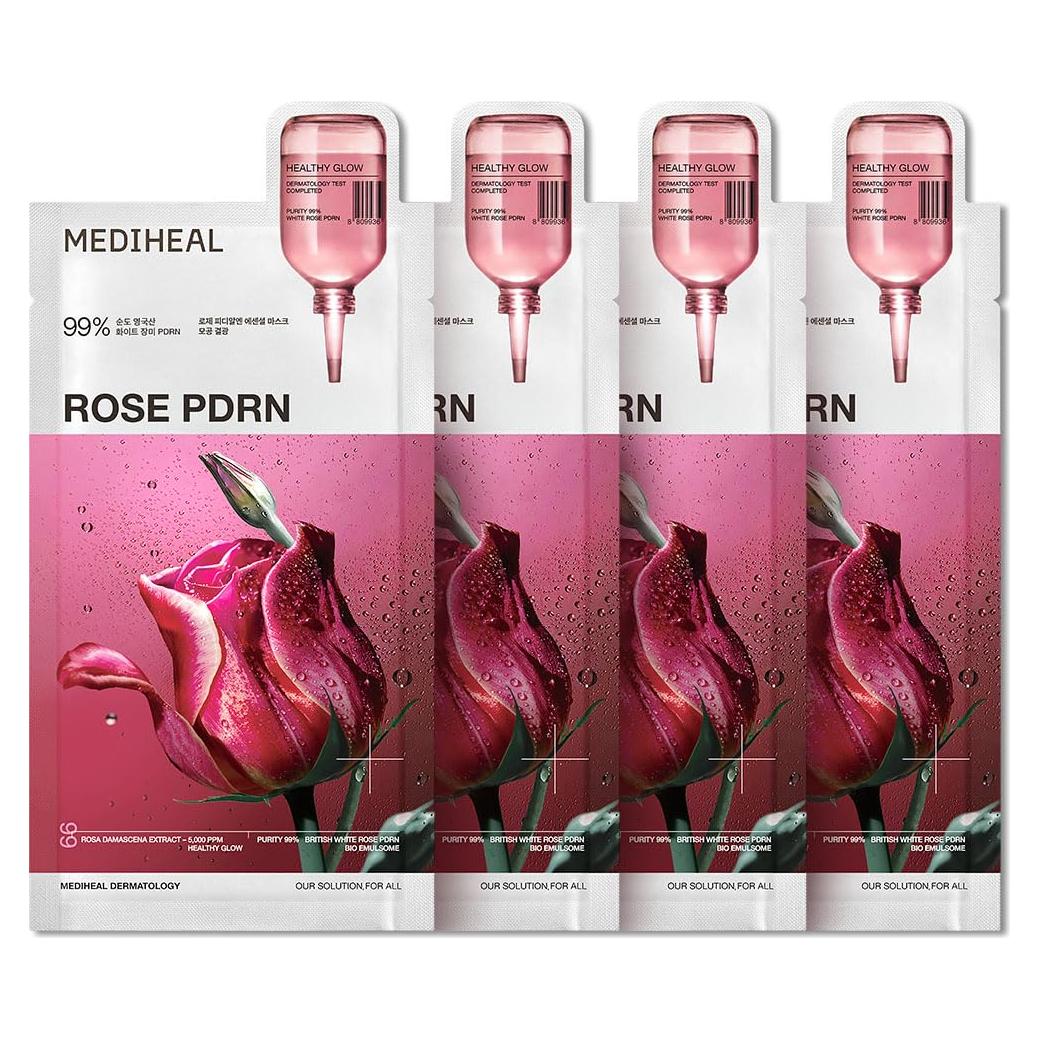 Mediheal Mascarilla de Hoja Esencial PDRN Rosa 4 Pcs