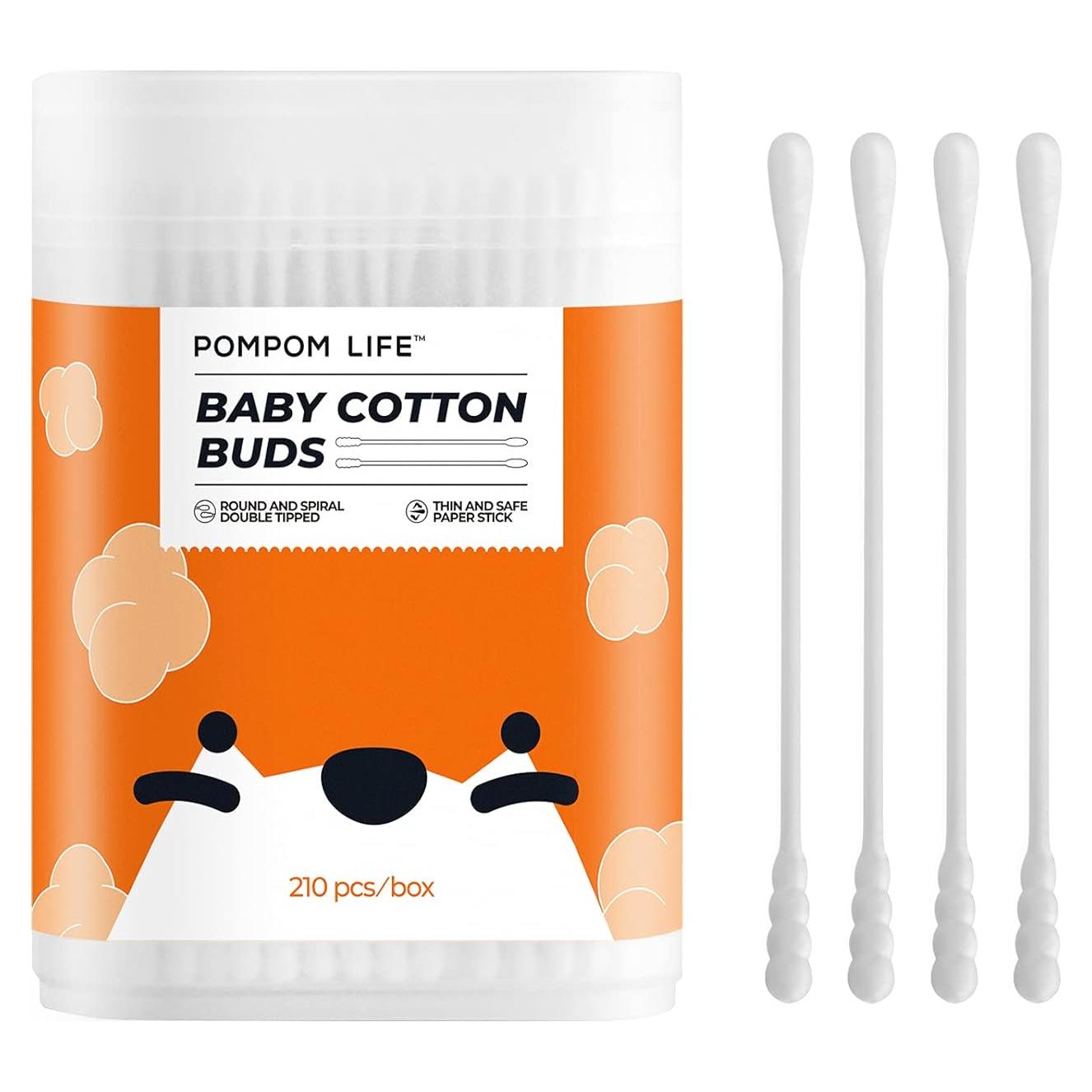Hisopos de Algodón POMPOM LIFE 210 Unidades Ecológicos