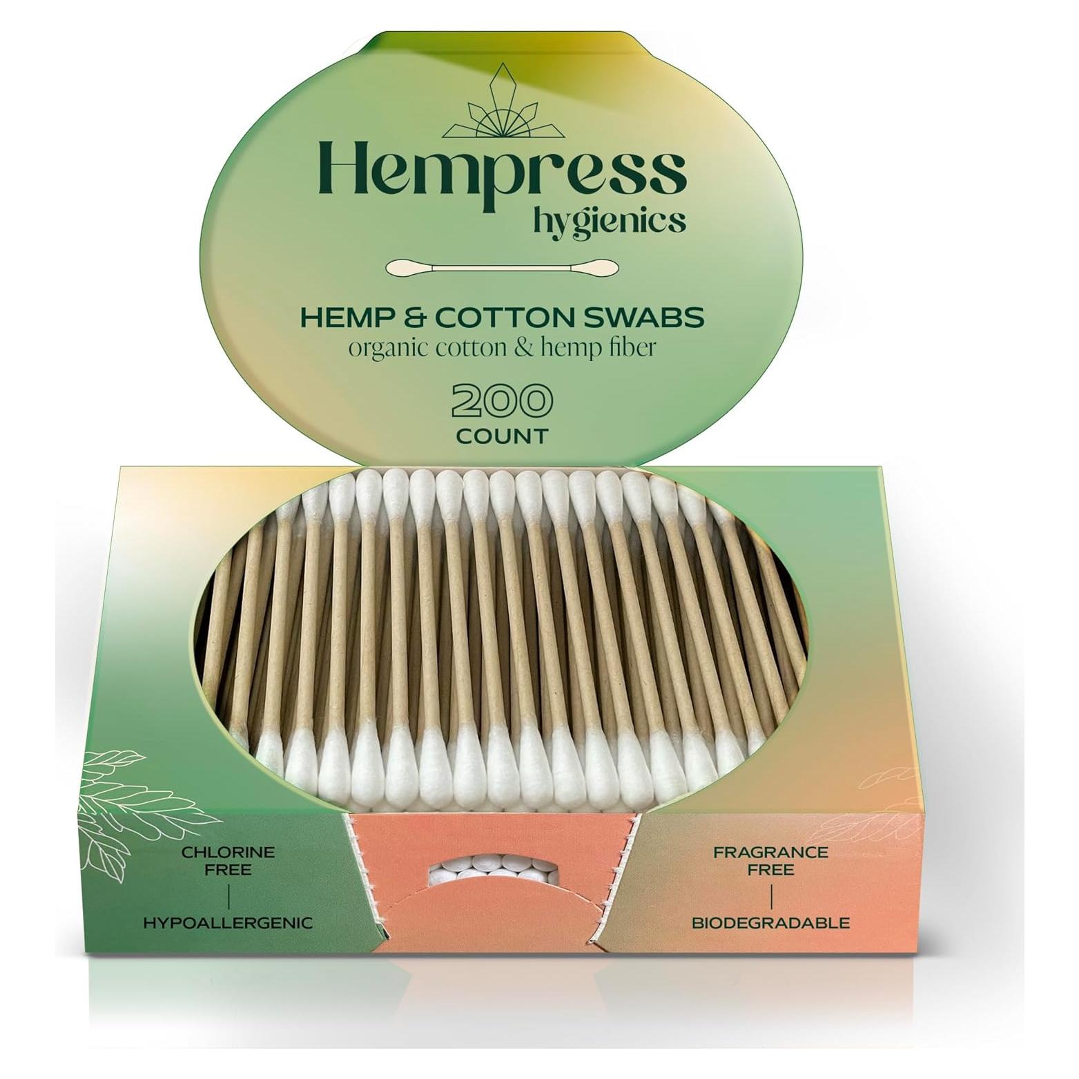 Hisopos de Algodón Orgánico Hempress - 200 Unidades Suaves