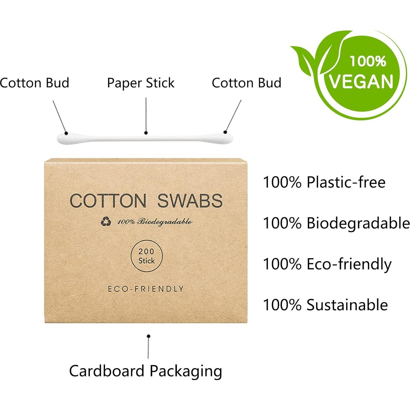 Bastones de Algodón Orgánico Kiemeu 400 Unidades Ecológicos