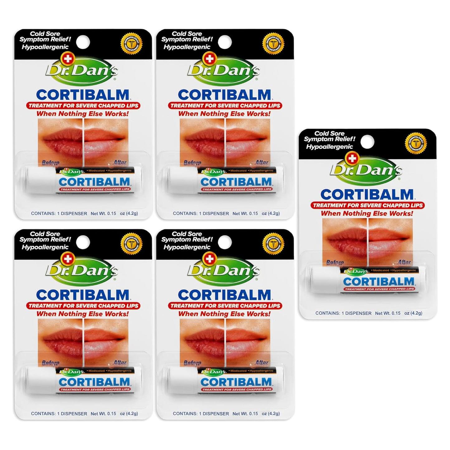 Bálsamo Labial Cortibalm Dr. Dan - Paquete de 5 Unidades - Hidrocortisona 1%