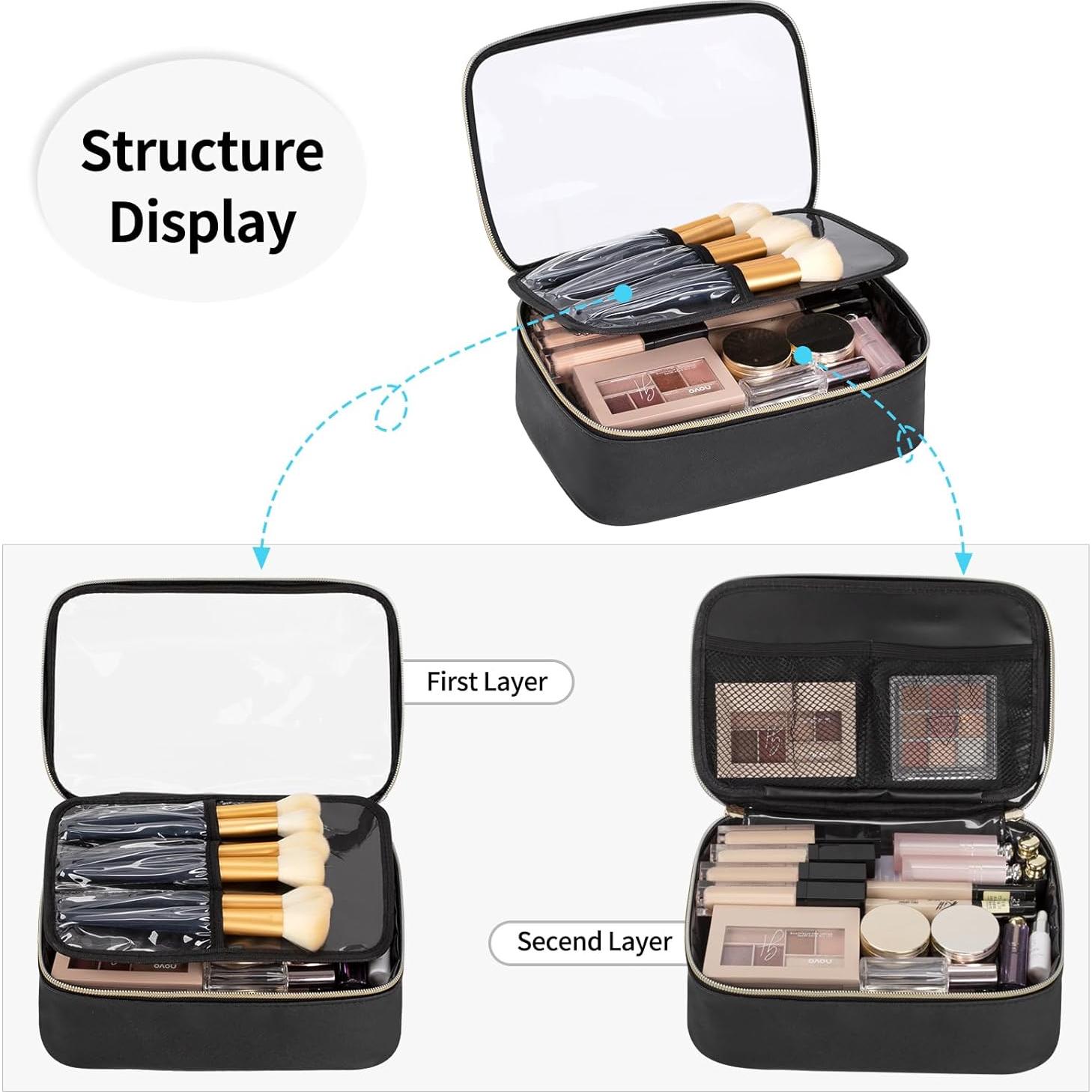 Bolsa de Maquillaje Transparente OCHEAL Grande Negra 24.9x17cm