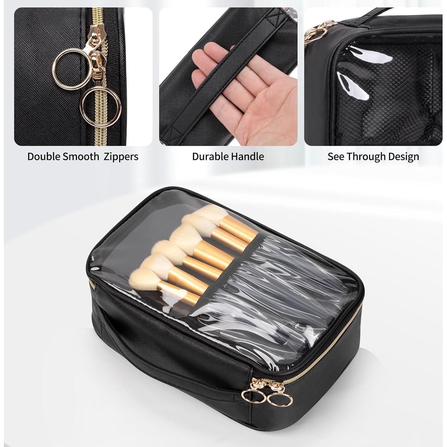 Bolsa de Maquillaje Transparente OCHEAL Grande Negra 24.9x17cm