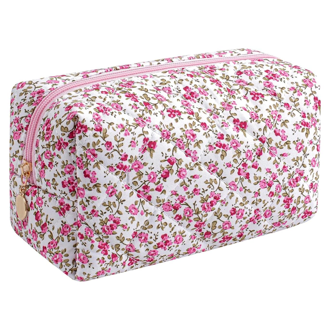 Bolsa de Maquillaje HHQQWZ Floral Roja 23x11x11 cm Viaje