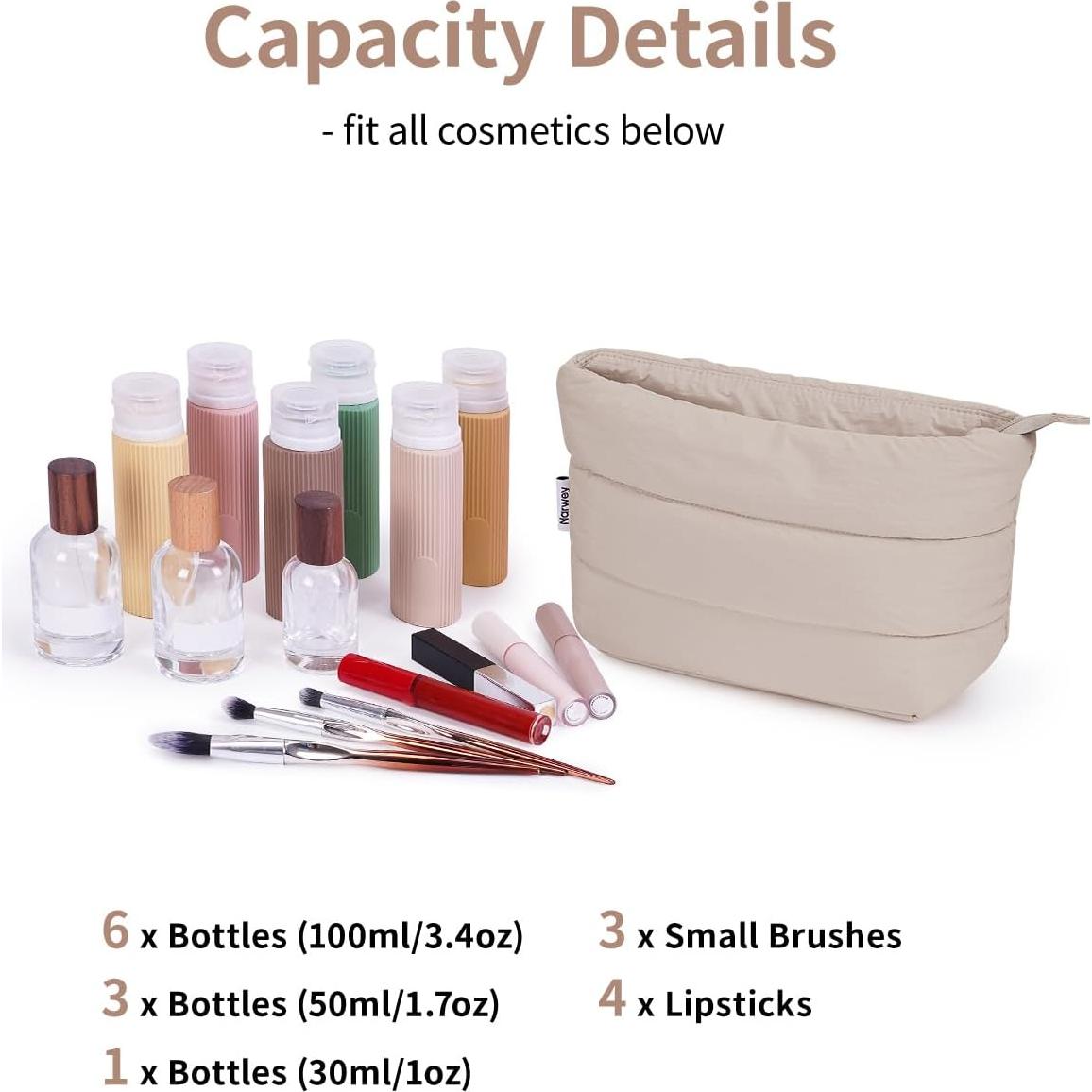 Bolsa de Maquillaje Pequeña Narwey Caqui 27.5x16x9.5cm