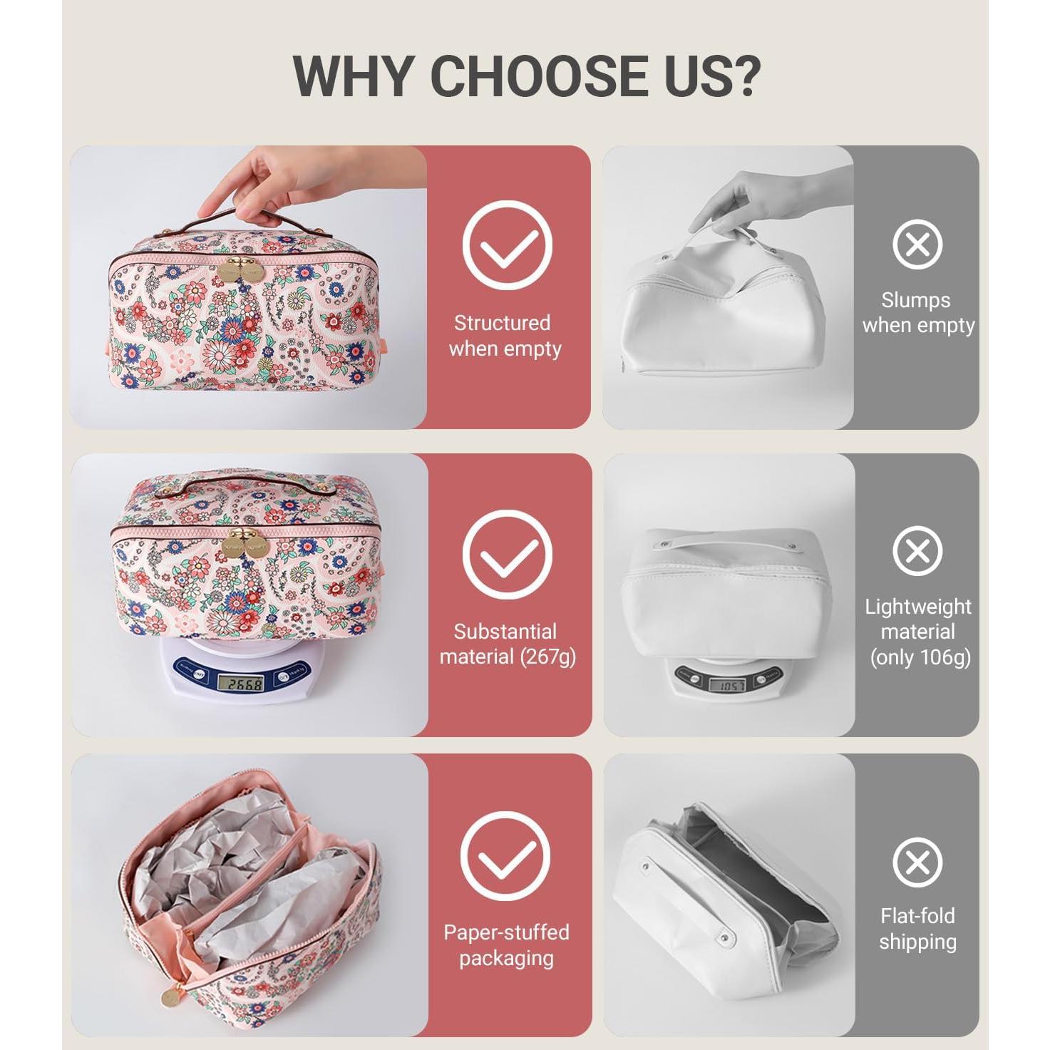 Bolsa de Maquillaje Aveniee para Mujeres Floral Grande 23.7x10.4cm