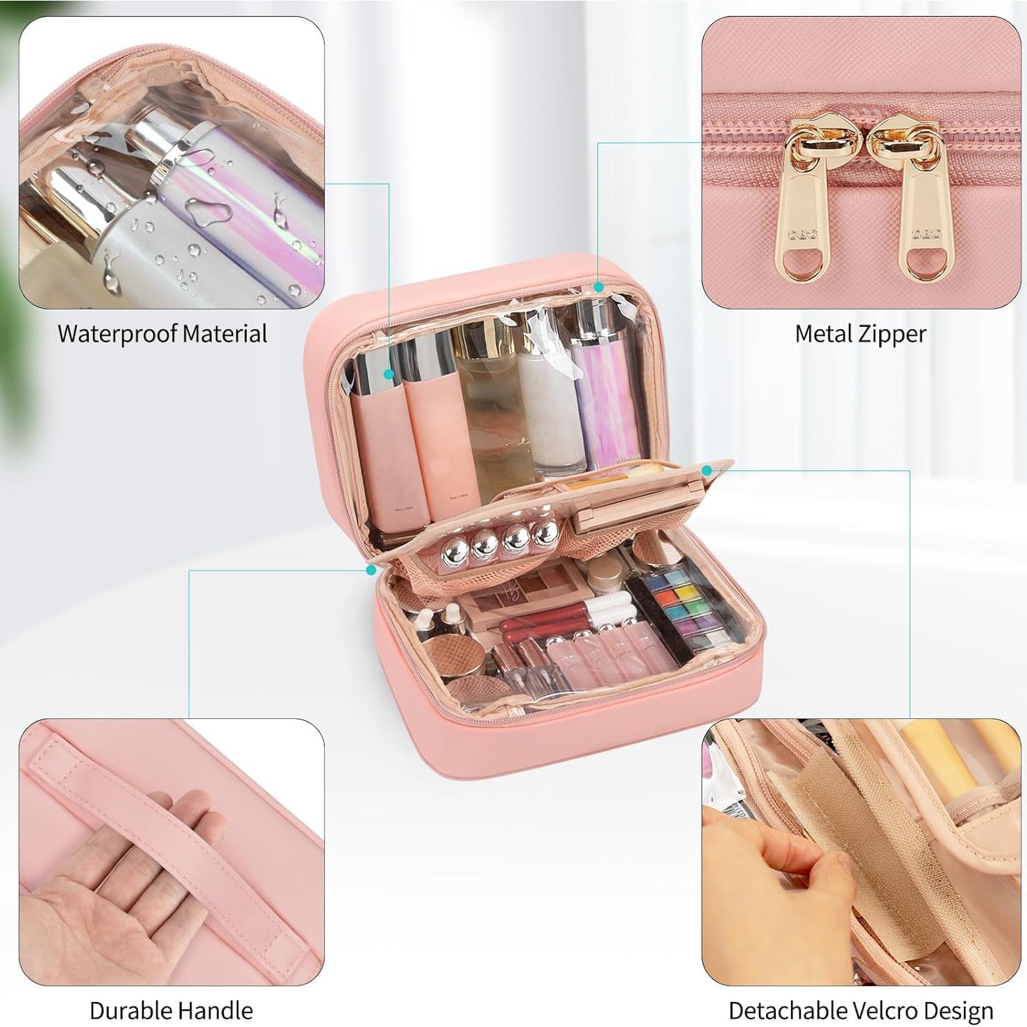 Bolsa de Maquillaje OCHEAL Rosa, Organizador Cosmético 25x10x17.8 cm