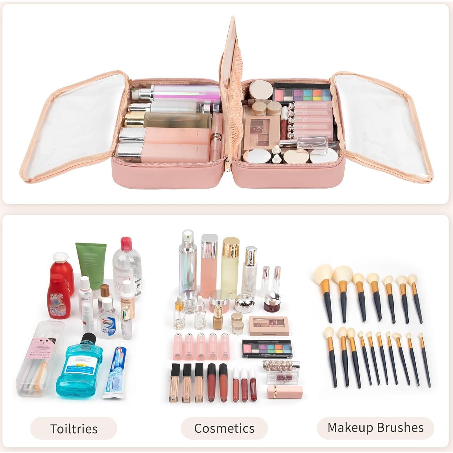 Bolsa de Maquillaje OCHEAL Rosa, Organizador Cosmético 25x10x17.8 cm