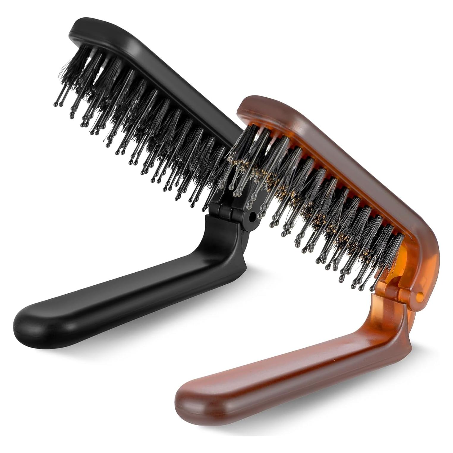 Cepillo Plegable de Cerda de Jabalí IANFAN - 2 Pcs Viaje