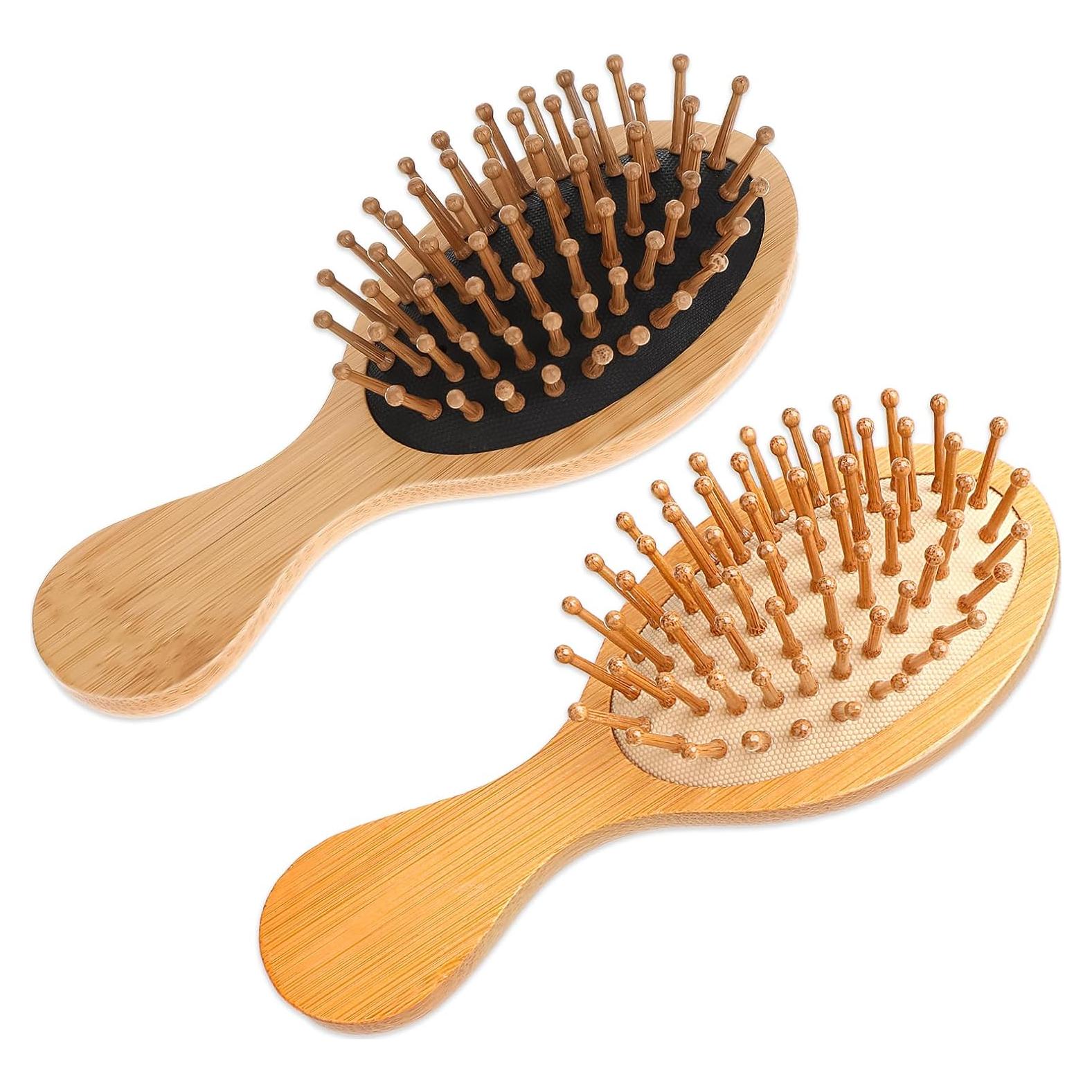 2 Cepillos de Bambú Antiestáticos para Cabello - Viaje