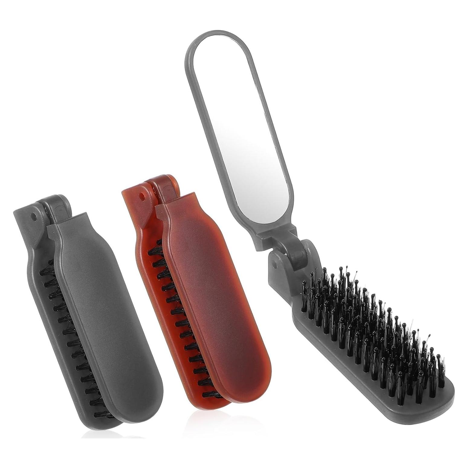 Cepillo de Pelo Plegable 2 Piezas Zyghjort con Espejo