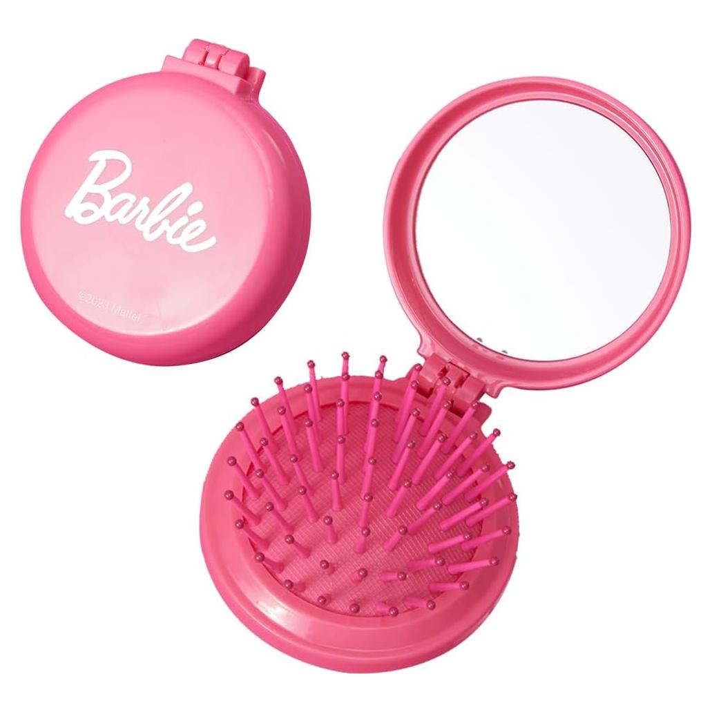 Set Espejo y Peine Plegable MINISO Barbie Rosa 15x6.6cm