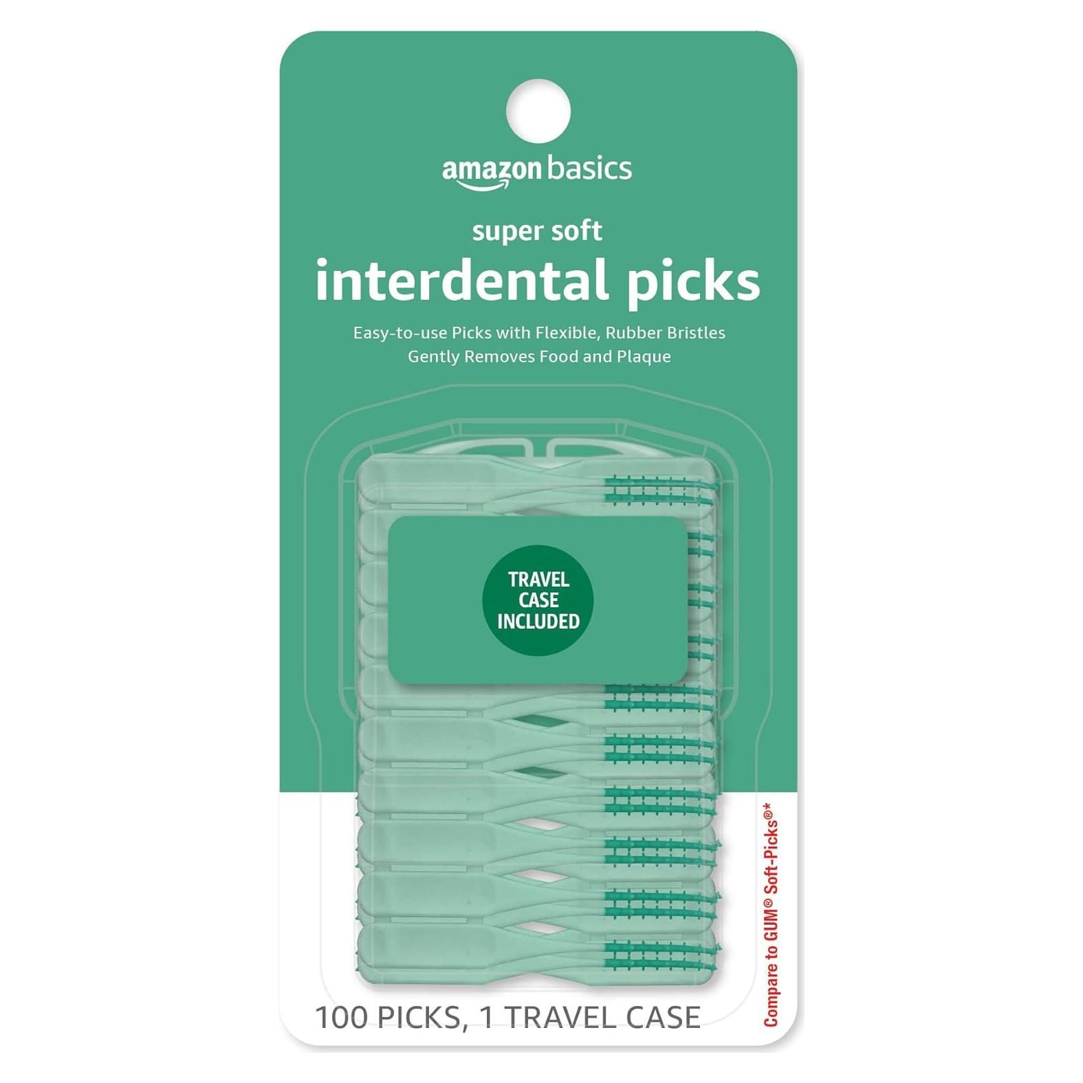 Palillos Interdentales Amazon Basics - 100 Unidades, Goma Flexible
