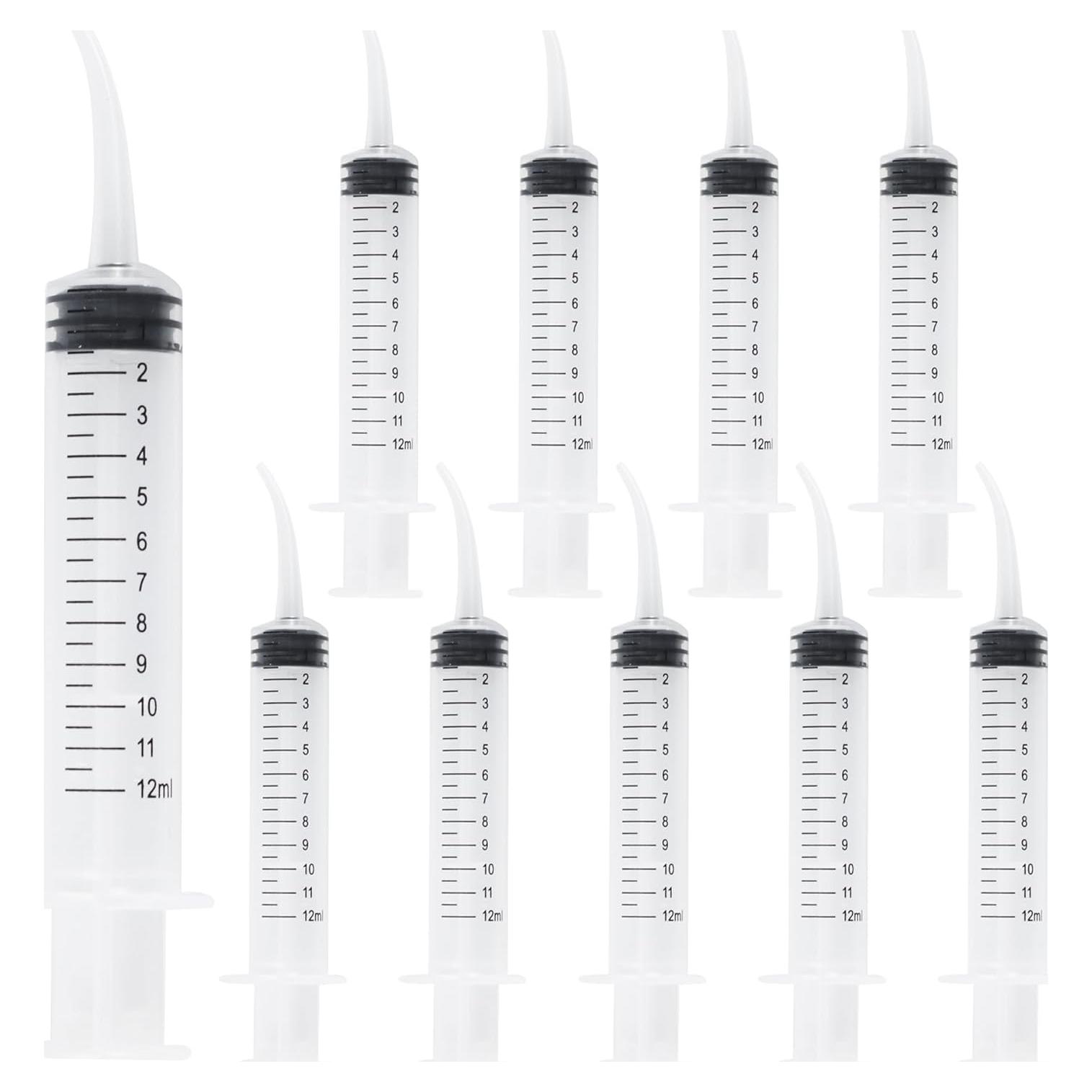 10 Jeringas de Irrigación Dental AUXBC 12cc Punta Curvada