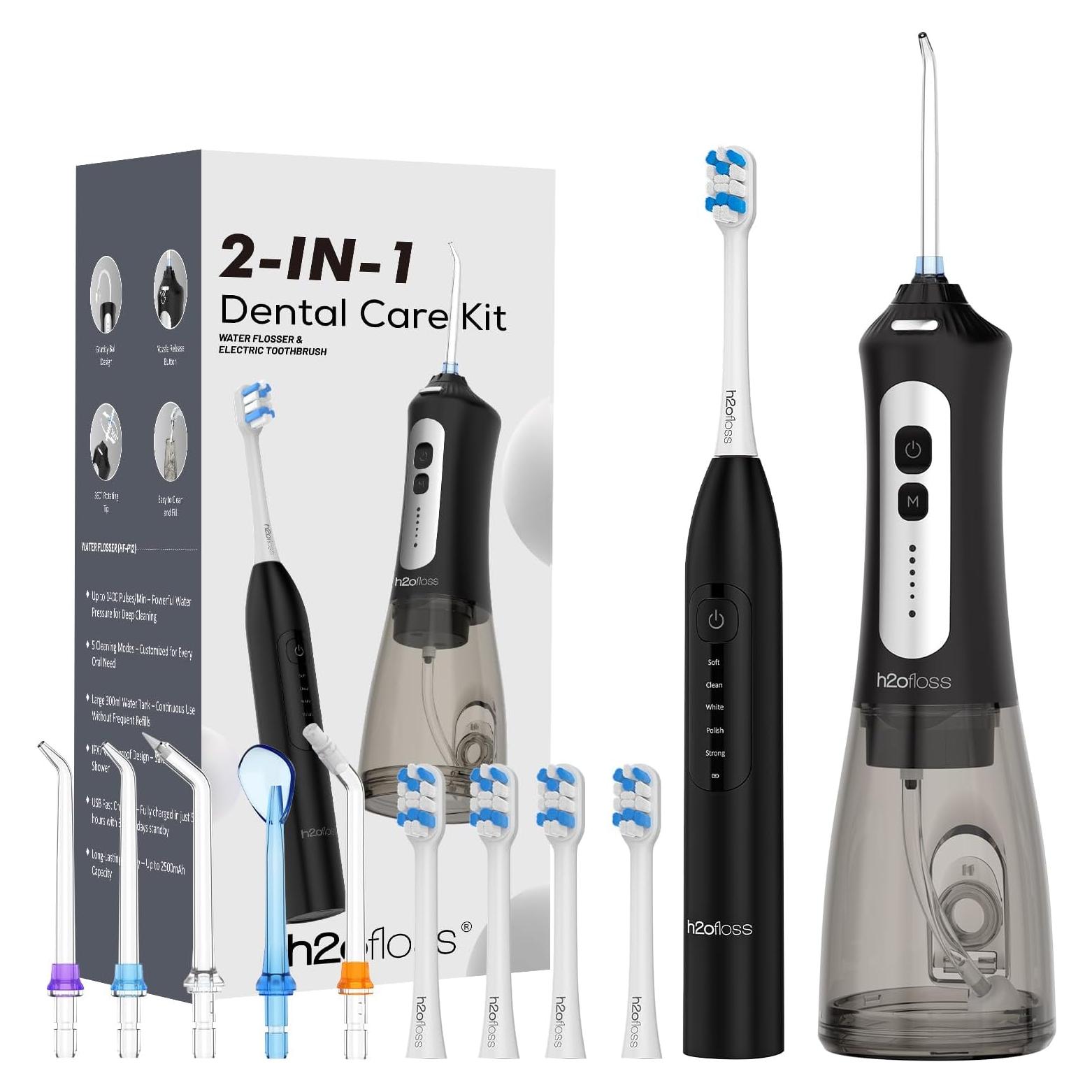 H2ofloss Combo Cepillo Eléctrico Sónico e Irrigador Oral 2 en 1