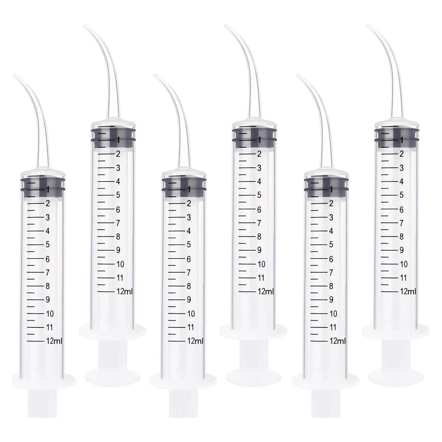 Benvo Paquete de 6 Jeringas Dentales Desechables 12ml Punta Curvada