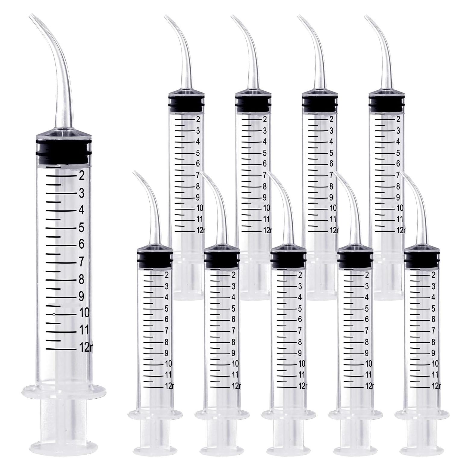 Jeringa Dental Estéril 12ml Vaokin con Punta Curvada - Paquete de 10