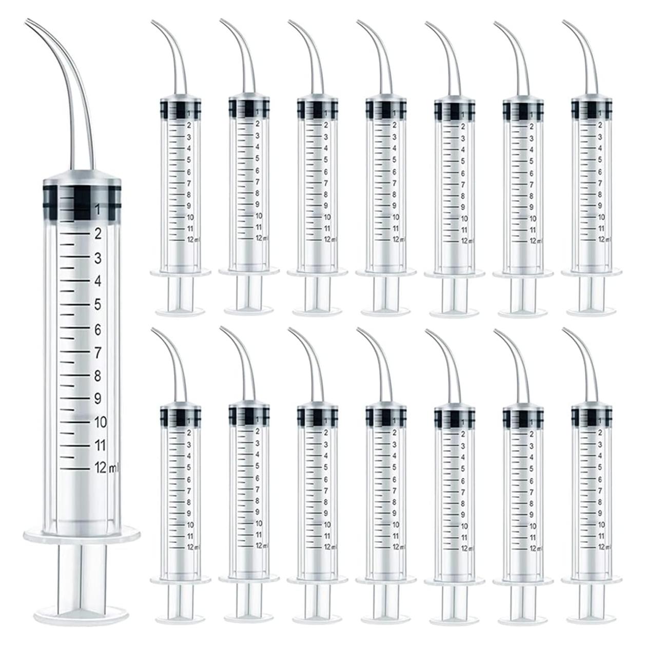Jeringas de Plástico TIHOOD 12ml 15PCS Punta Curvada