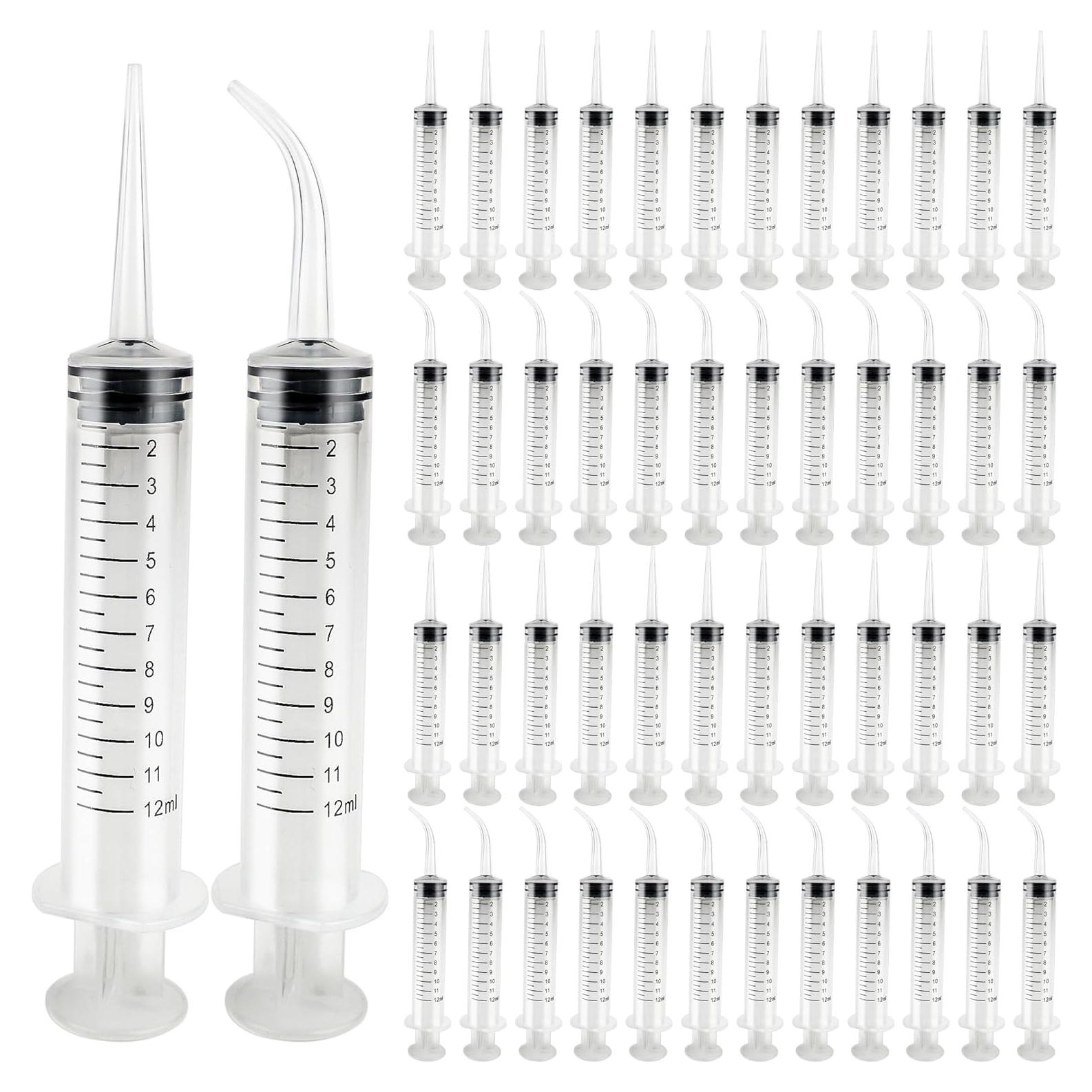 100 Jeringas de Plástico 12ml Conagel Punta Curva y Recta