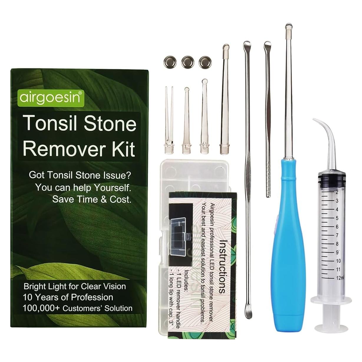 Extractor de Piedras de Amígdalas Airgoesin Azul con Luz LED