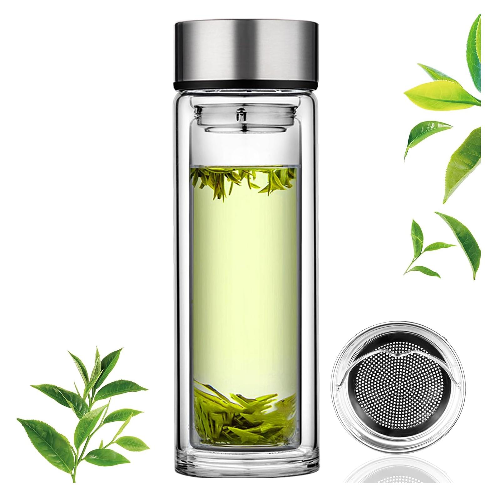 Botella Infusor de Té PARACITY 350ml Doble Pared a Prueba de Fugas