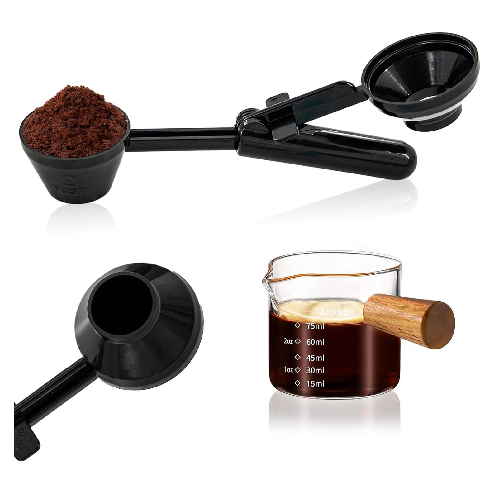 Cucharón Embudo Xorim con Taza de Espresso de Vidrio