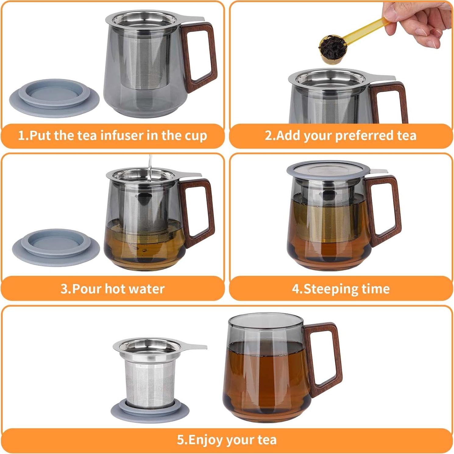 Infusor de Té Vaincre de Acero Inoxidable con Tapa - Malla Fina