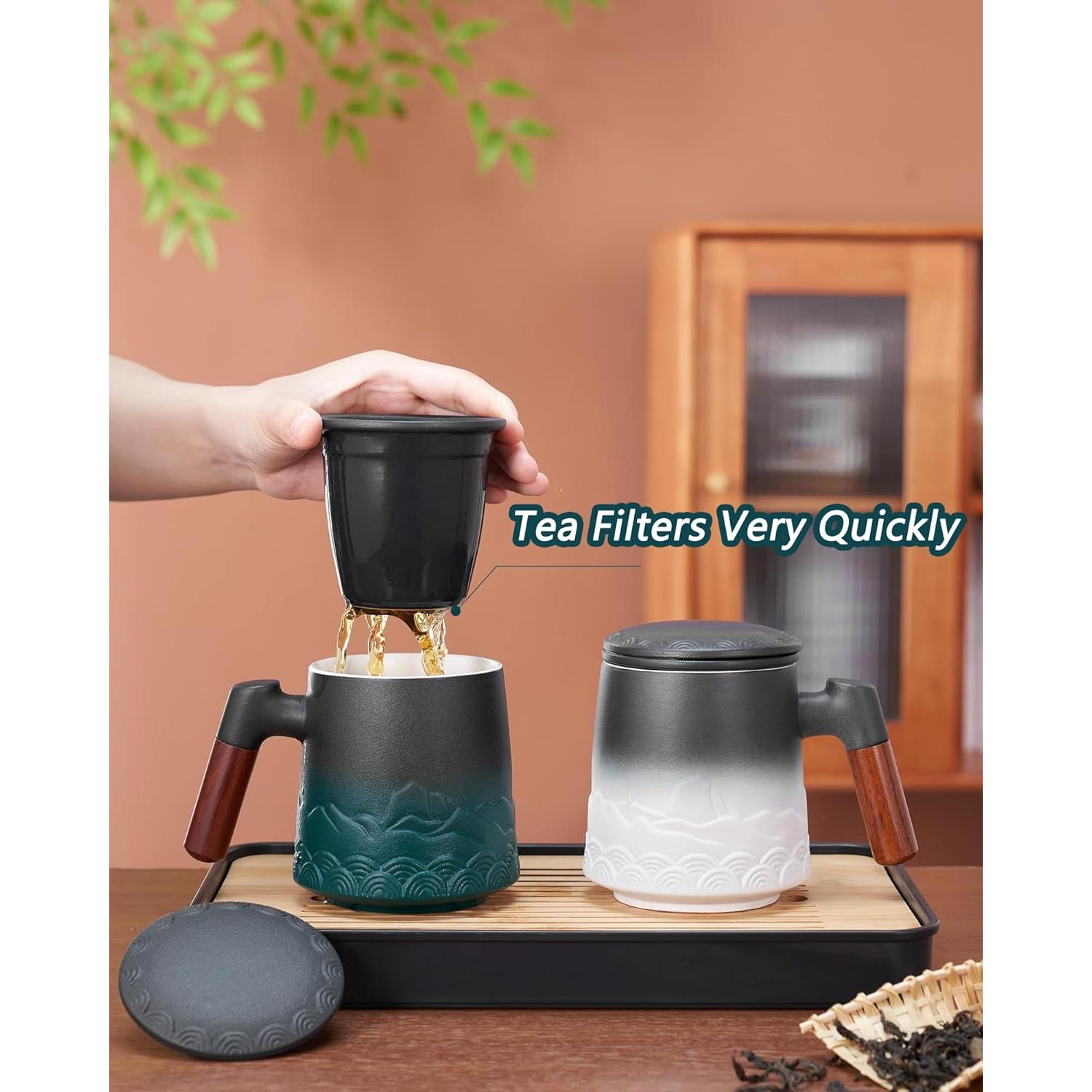 Taza de Té ZENS con Infusor y Tapa Cerámica 500ml